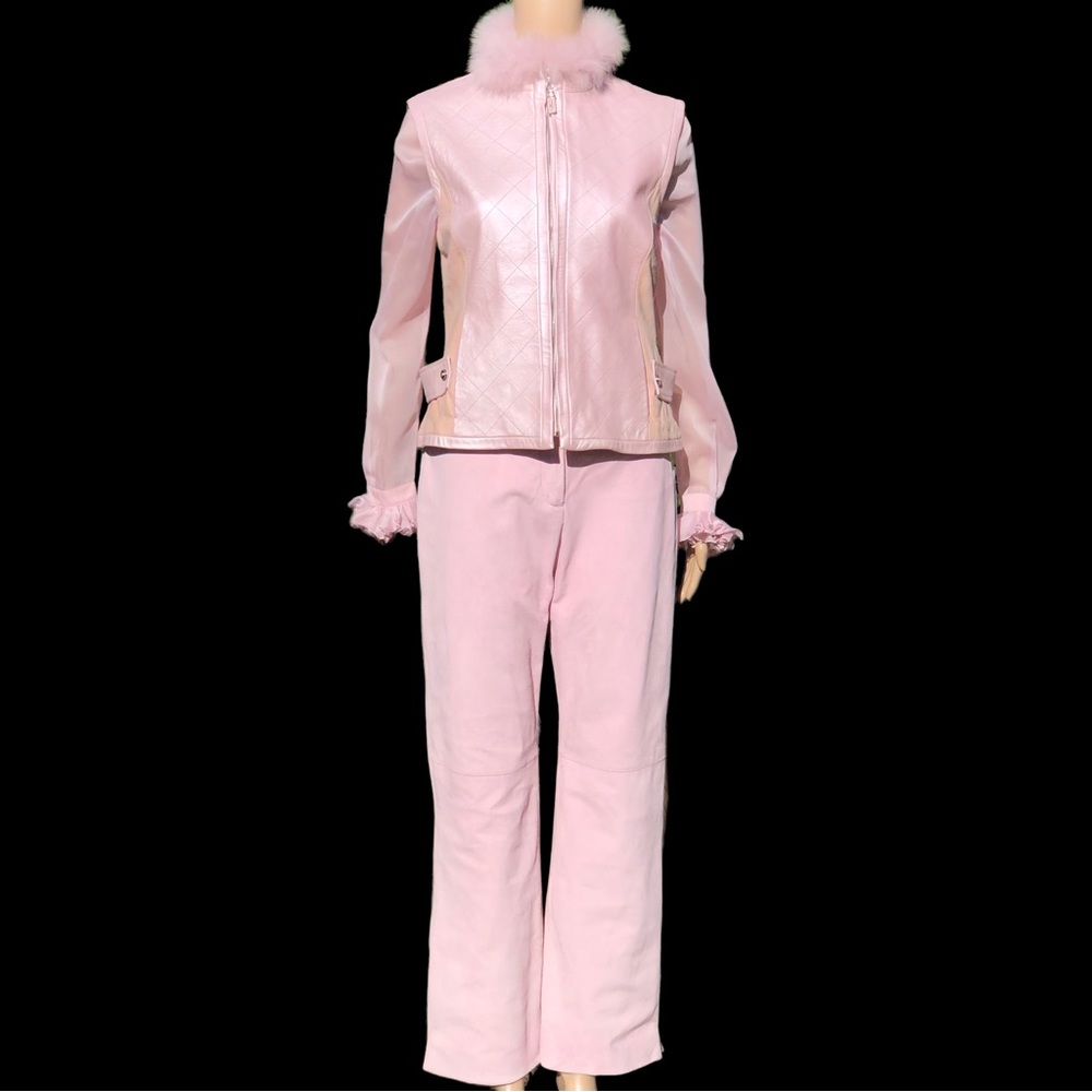 St. John Collection pink suede pants Sz 4